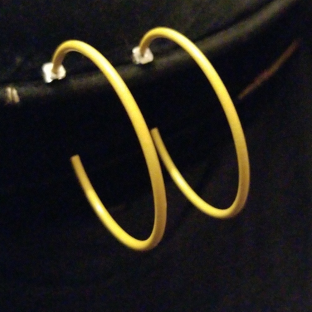 Yellow Hoop Fashion Earrings - Picture 2 of 4